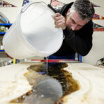Pouring a resin table
